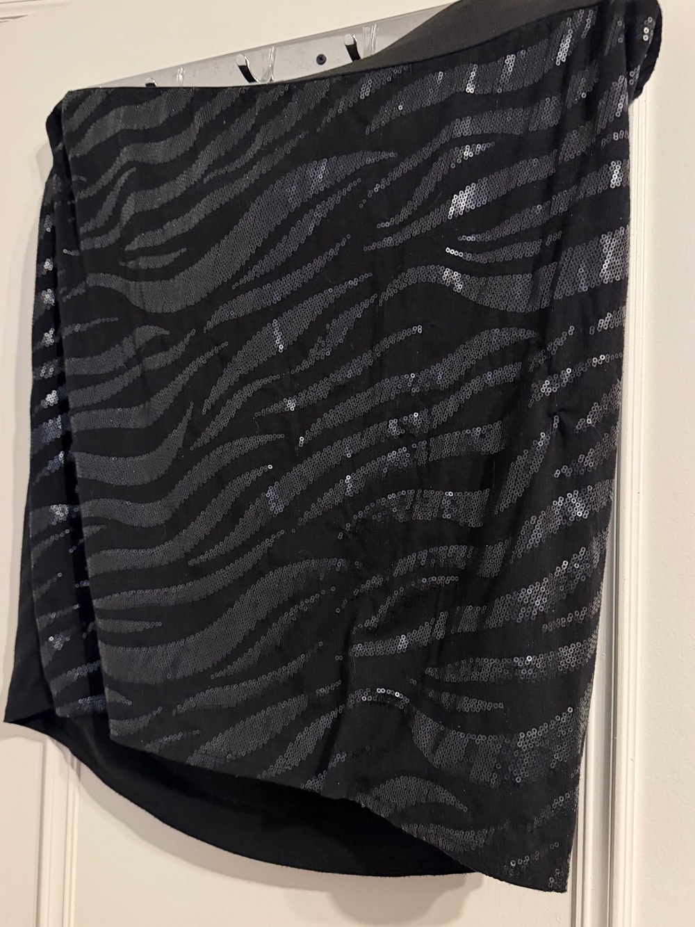 Asymmetrical Black Zebra Sequin Skirt